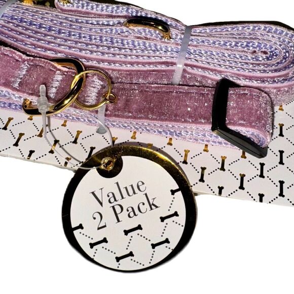 Puptown Chic Adjustable Purple Glitter Velour Dog Collar & Leash Set Size Small - Picture 6 of 15
